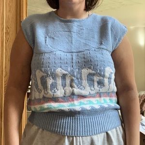 Vintage Made in the USA Woolrich All Around Duck Print 100% Cotton Sweater Vest